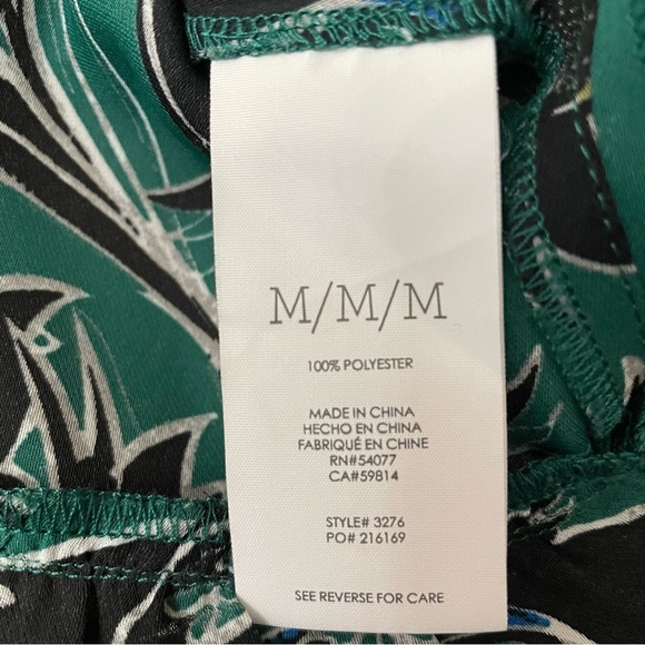 Cabi Tank Top Blouse Green & Black Zoe Falling Flowers Sheer Women’s Size Medium - Picture 6 of 10